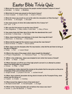 Free Printable Easter Bible Trivia Quiz With Answer Key