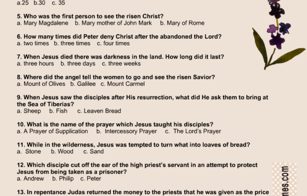 free printable easter bible trivia quiz with answer key