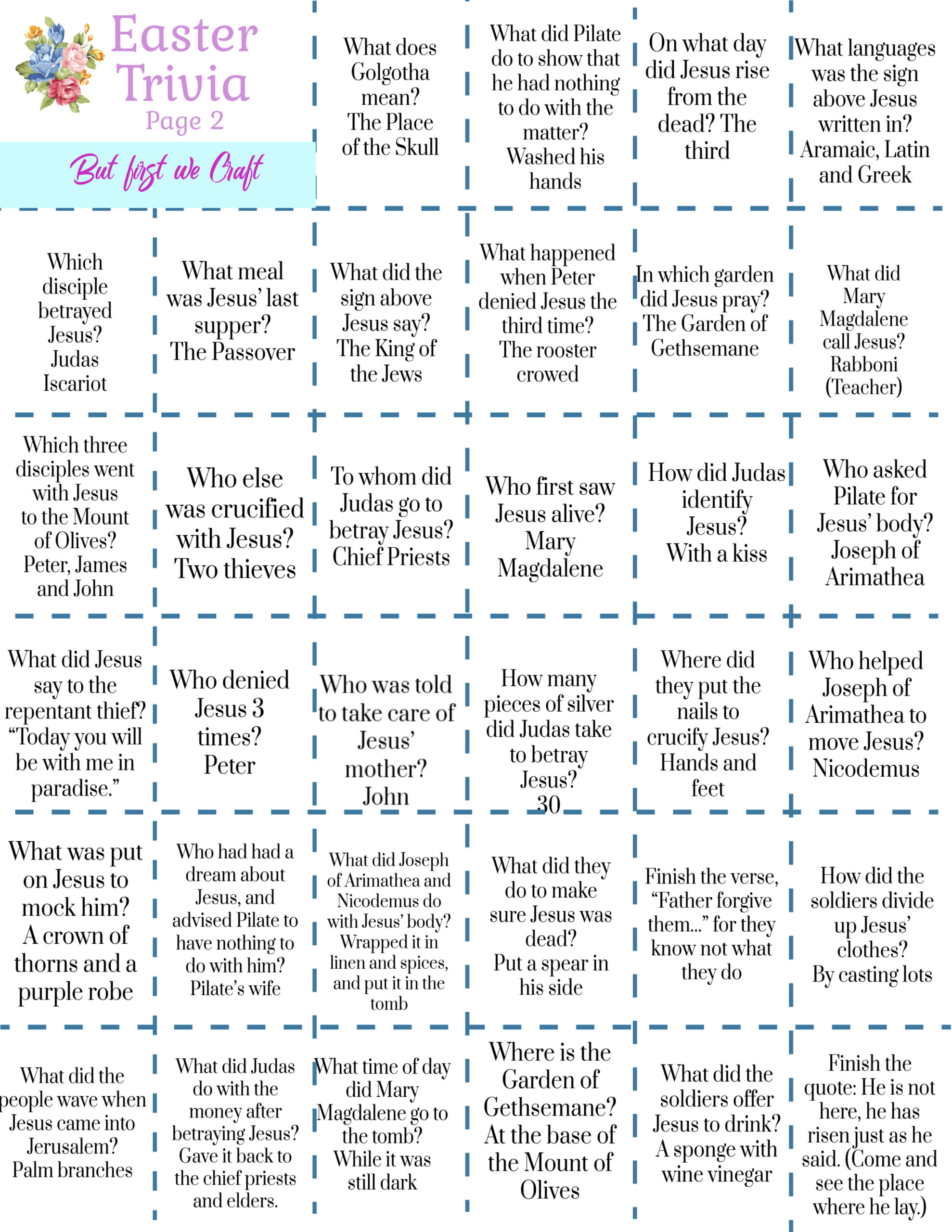 Free Printable Easter Bible Trivia Quiz With Answer Key 
