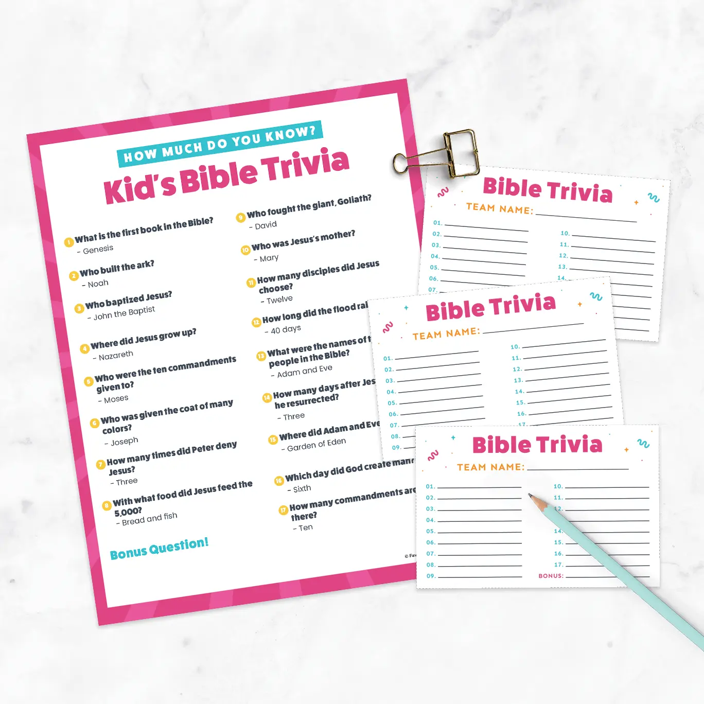 Free Printable Easy Bible Trivia For Kids Favorite Printables