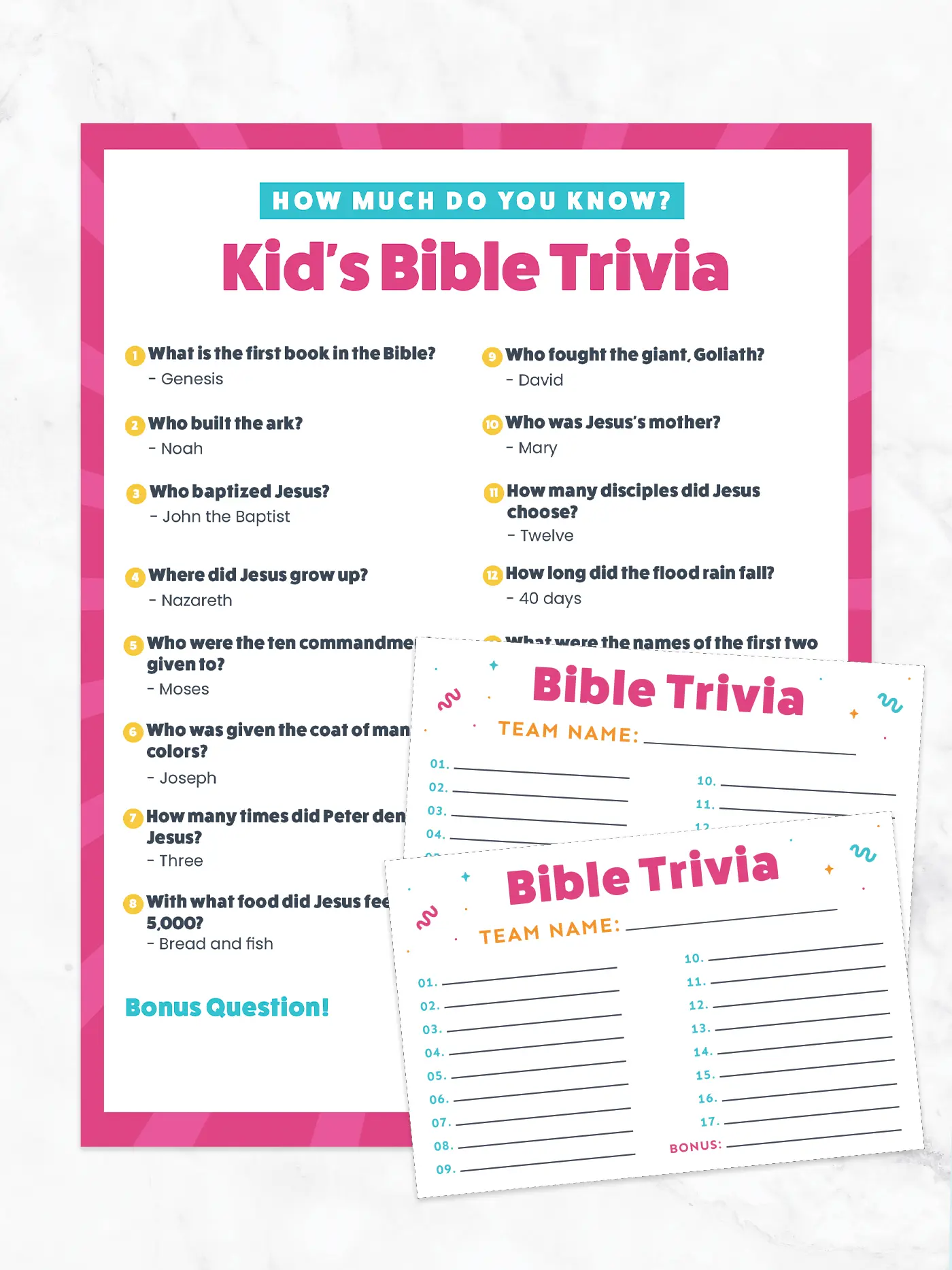 Free Printable Easy Bible Trivia For Kids Favorite Printables