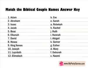 Free Printable Match The Biblical Couple Game