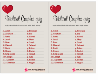 Free Printable Match The Biblical Couple Game