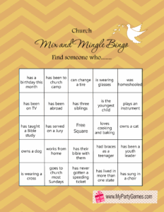 Free Printable Mix And Mingle Church Bingo