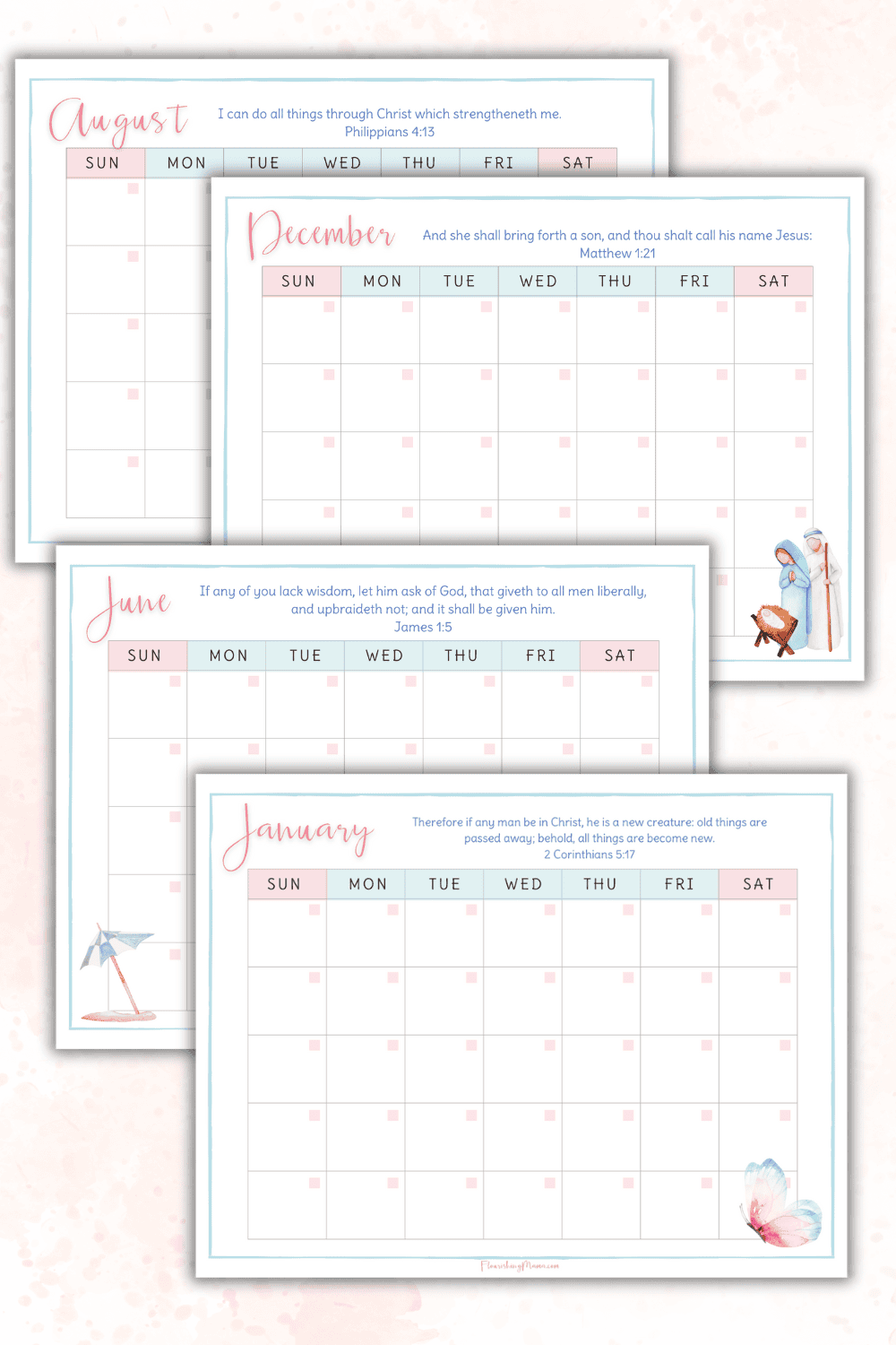 Free Printable Monthly Bible Verse Calendar 