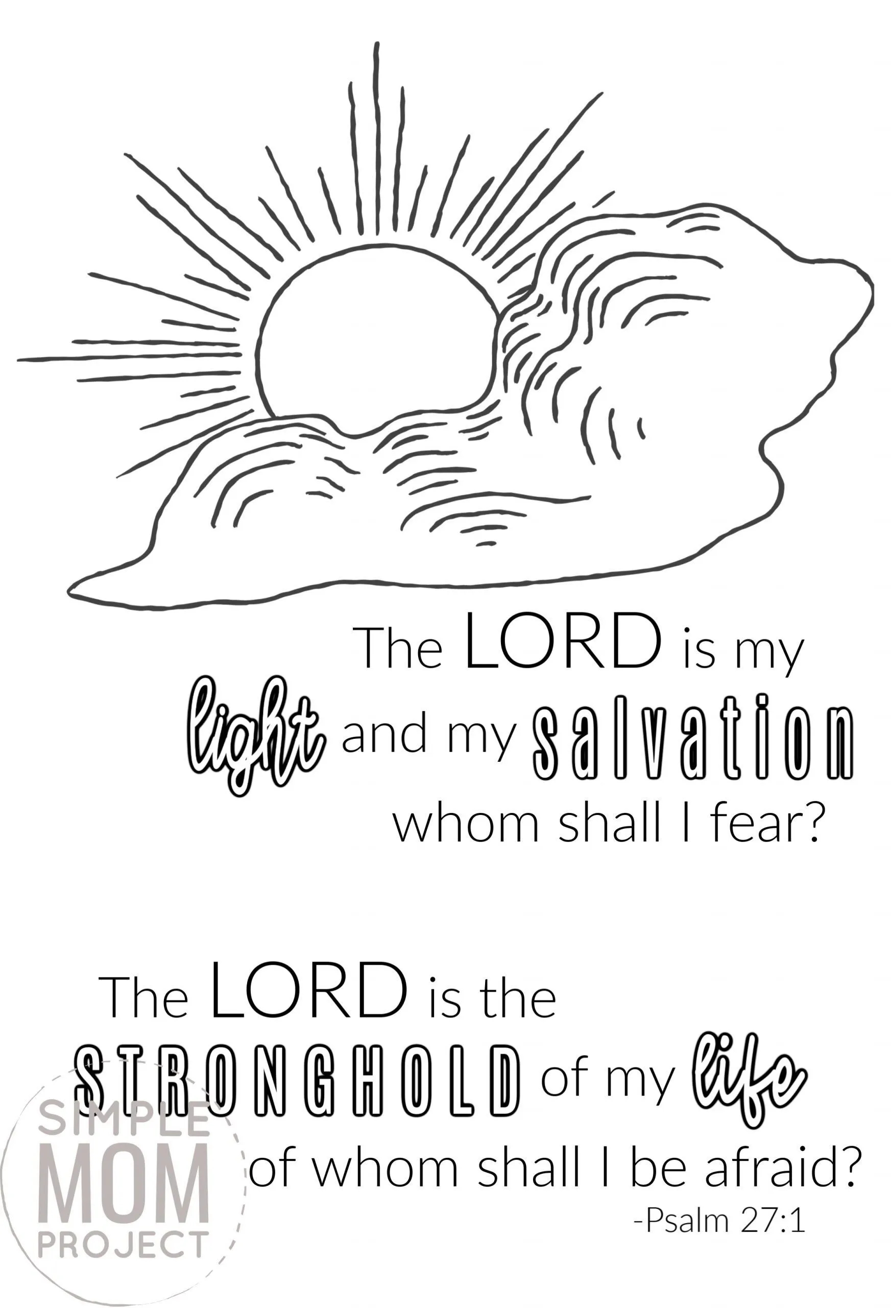 Free Printable Psalm 27 1 Bible Verse Coloring Page Simple Mom Project