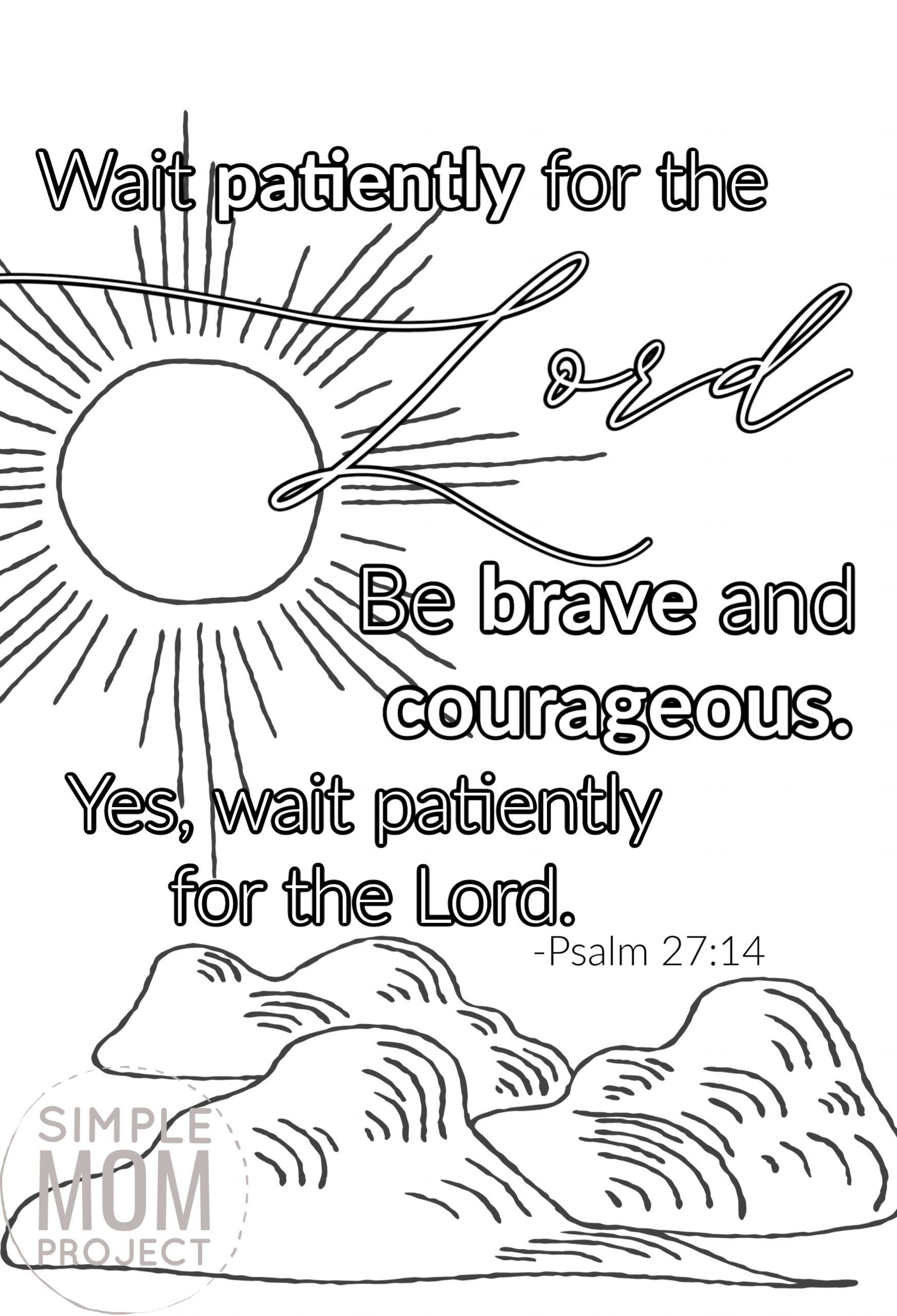 Free Printable Psalm 27 14 Bible Verse Coloring Page Simple Mom Project
