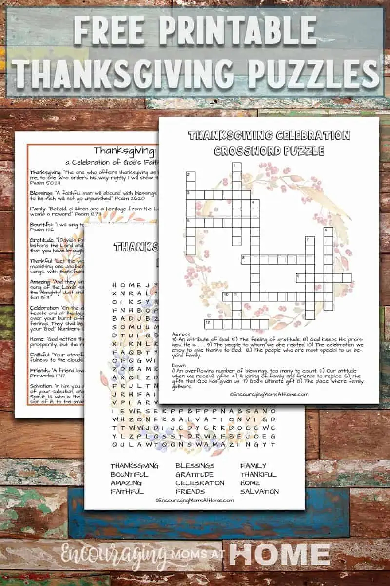 Thanksgiving Printable Bible Word Searches