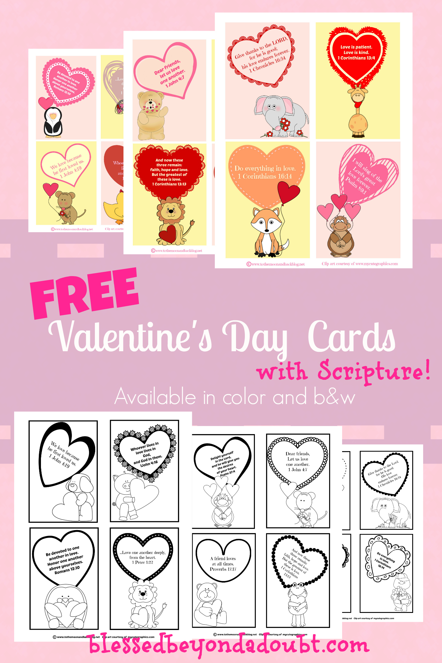 FREE Printable Valentine Cards Kids Bible Verse Cards Blessed Beyond A Doubt
