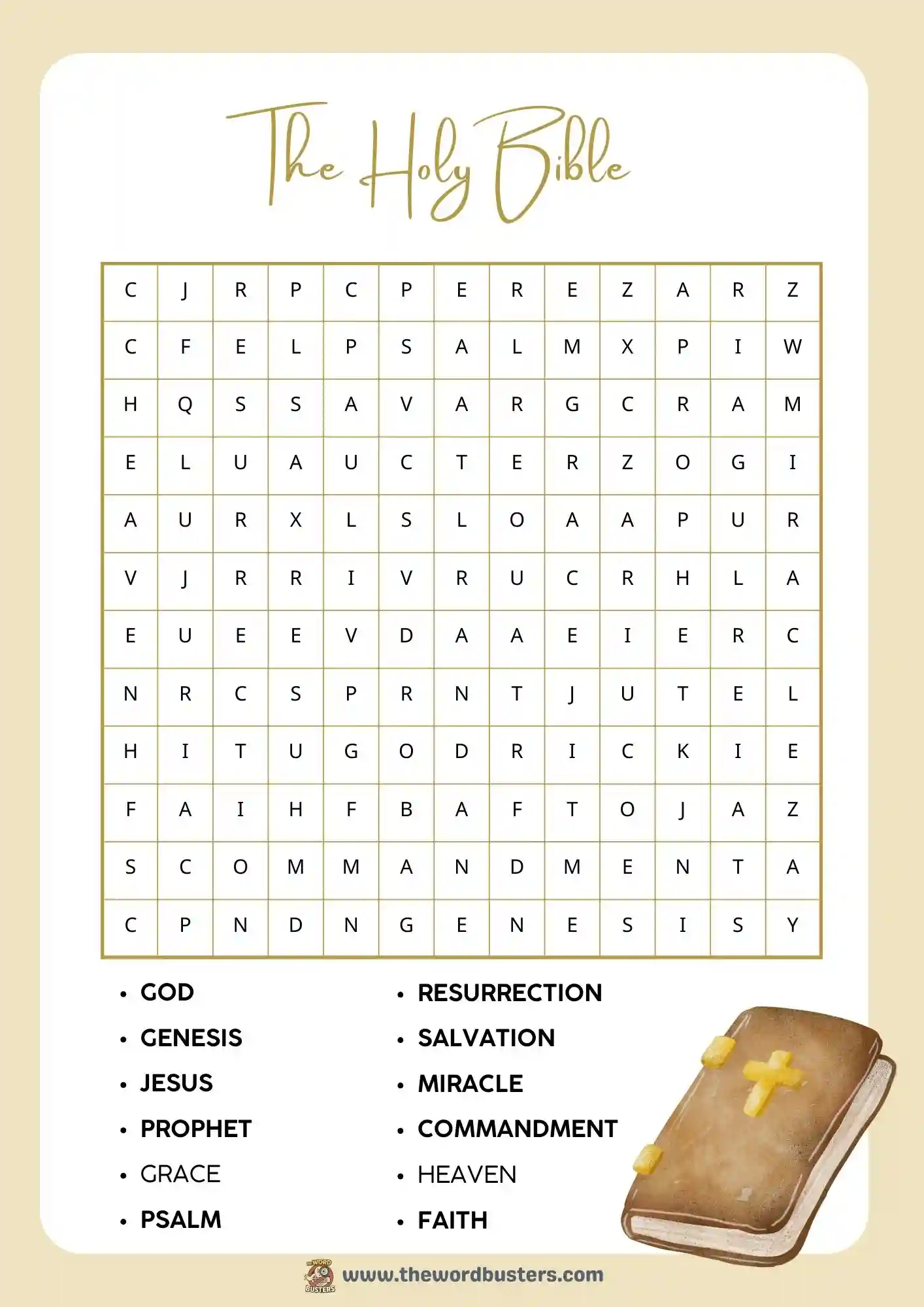 Easy Bible Word Search for Kids Printable