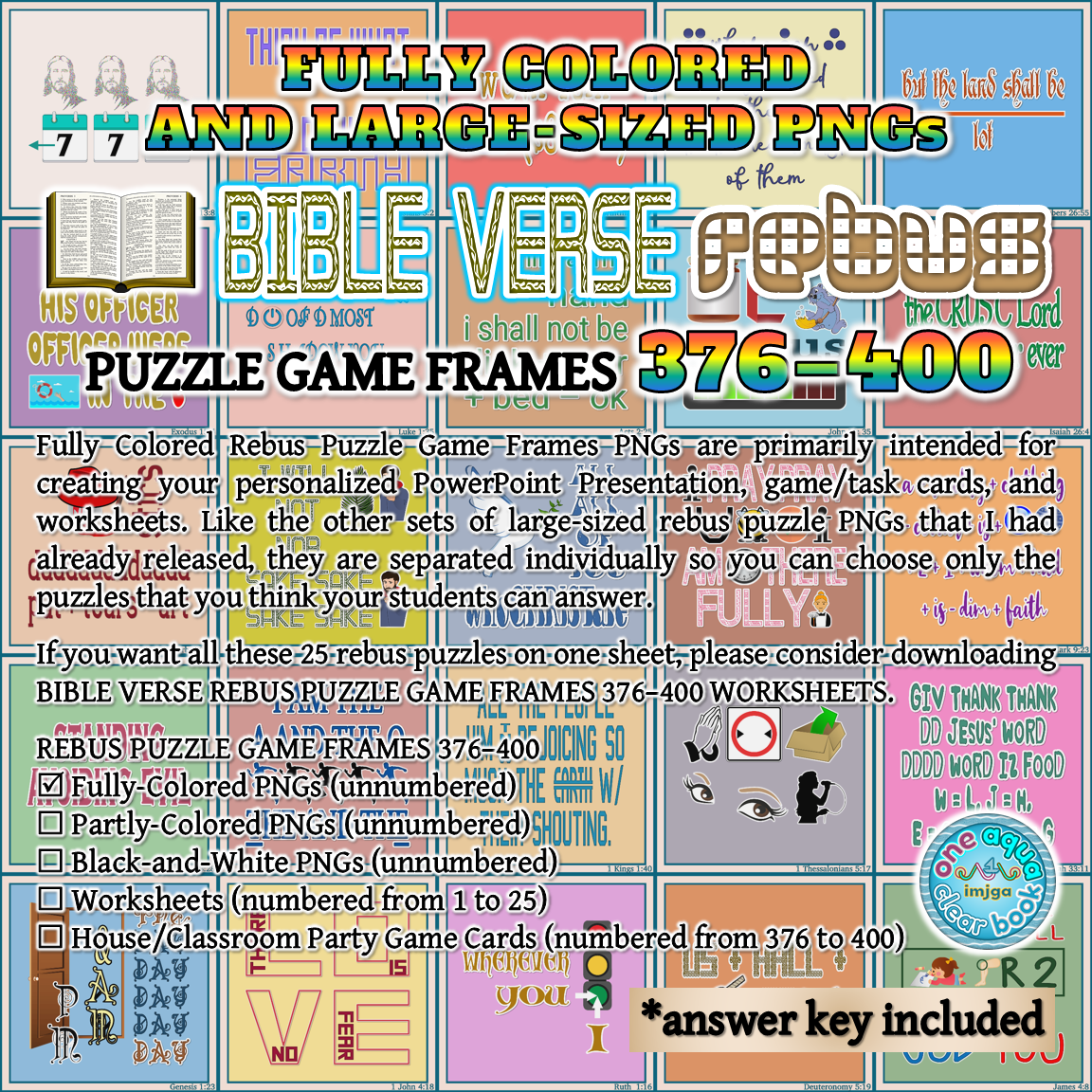 Fully Colored BIBLE VERSE Rebus Puzzle Game Frames 376 400 PNGs Made By Teachers