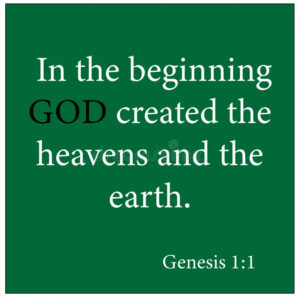 Genesis 1 1 In The Beginning God Created The Heavens And The Earth On Green Background Vector On White Background For Christian Stock Vector Illustration Of Believe Devotion 194724388