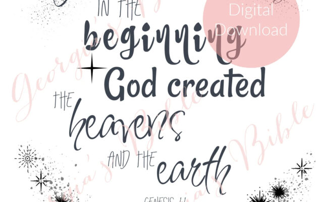 Genesis 1 1 In The Beginning Printable Bible Verse Design Etsy