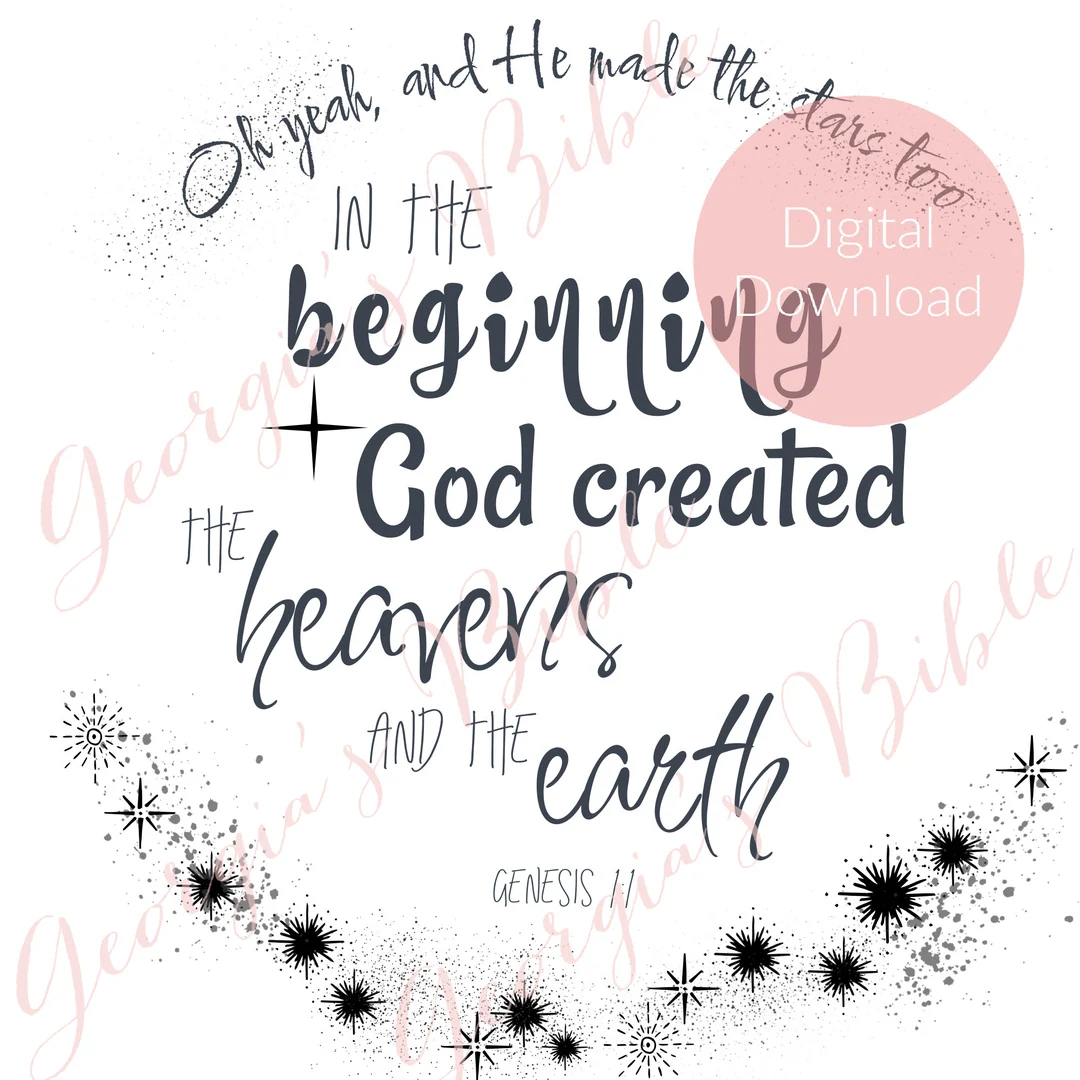 Genesis 1 1 In The Beginning Printable Bible Verse Design Etsy