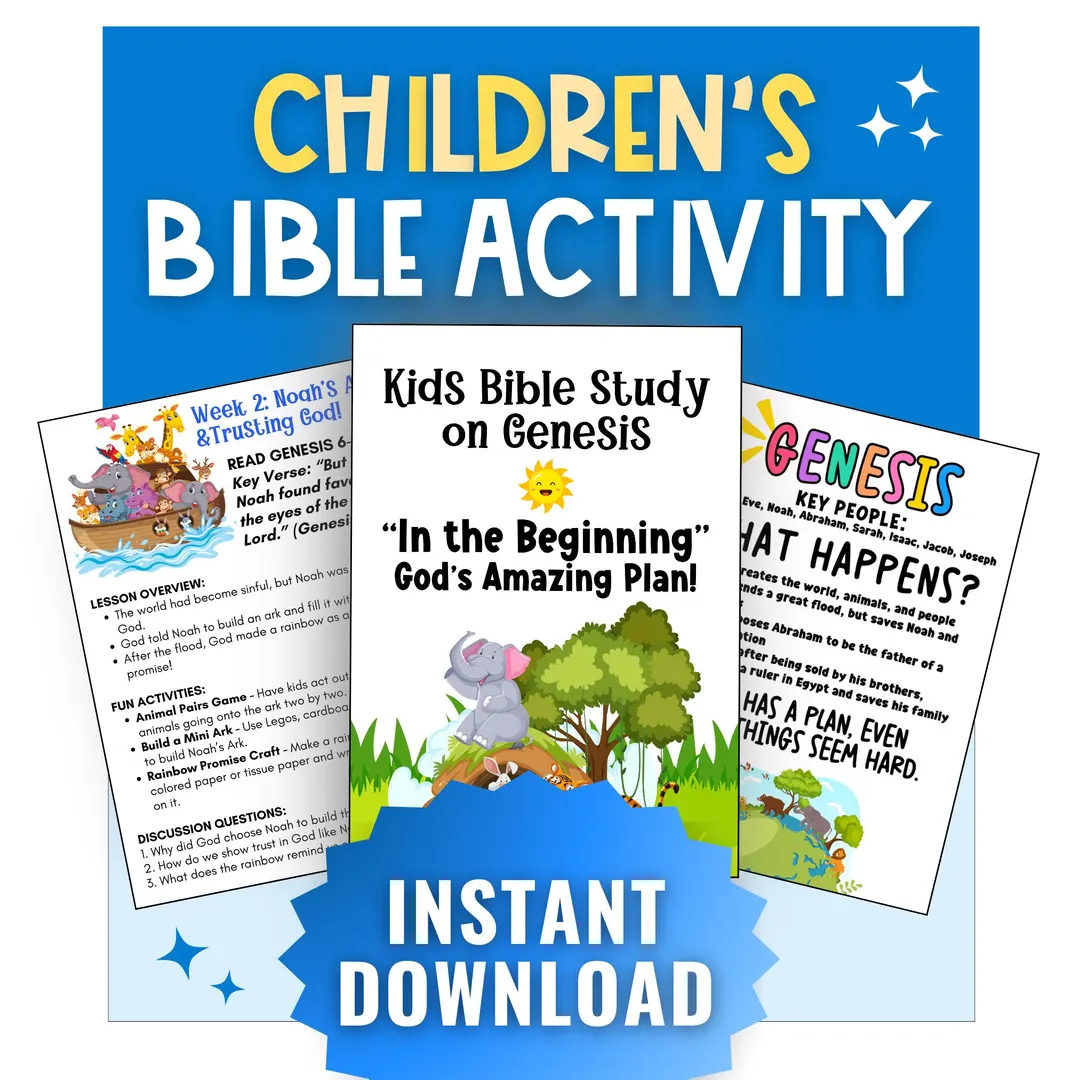 genesis bible study for kids printable activities lessons pdf etsy