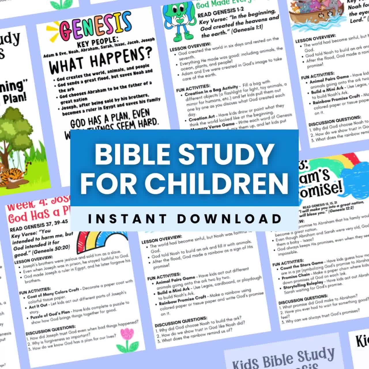 Genesis Bible Study For Kids Printable Activities Lessons PDF Etsy