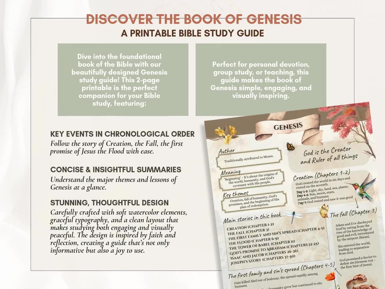 Genesis Made Simple Easy To Use Bible Study Guide Printable Old Testament Study Journaling Tool Bible Book Summary Digital Download Etsy