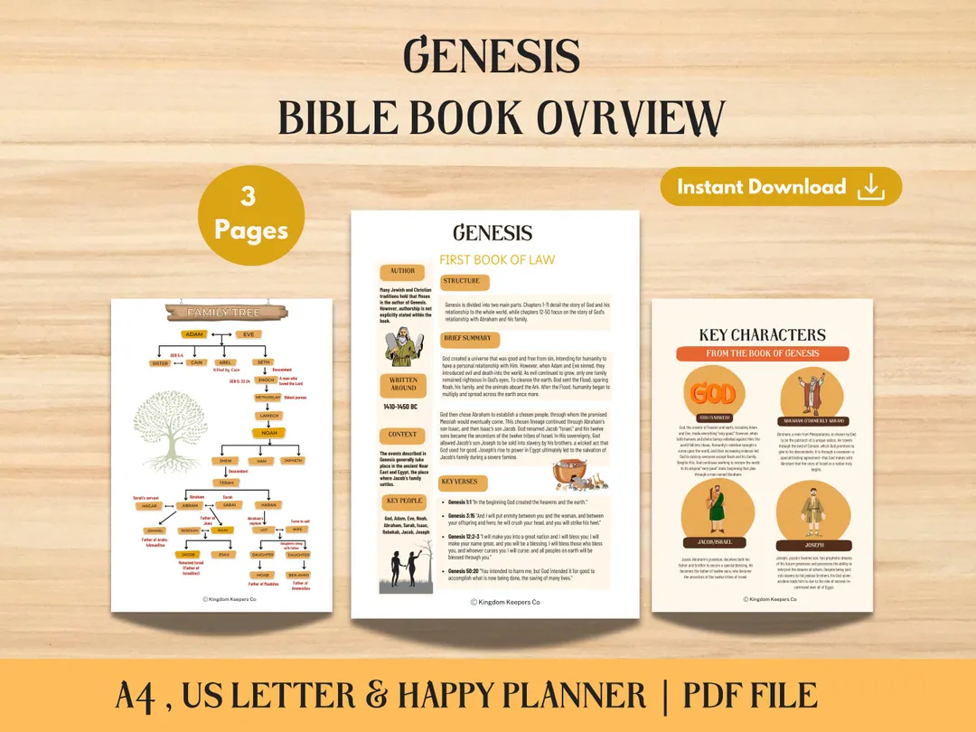 Genesis Printable Book Of Genesis Bible Study Cheat Sheets Guided Bible Study Printable Digital Bible Study Instruction Guide Bible PDF Etsy