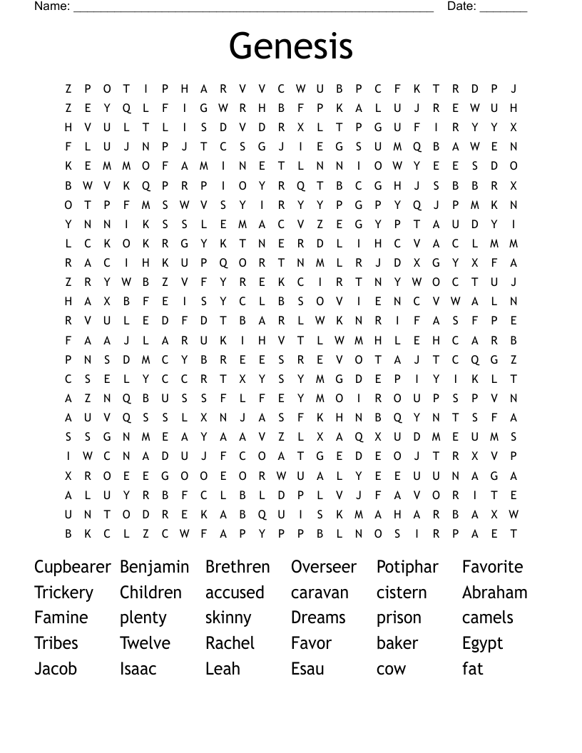 Genesis Word Search WordMint