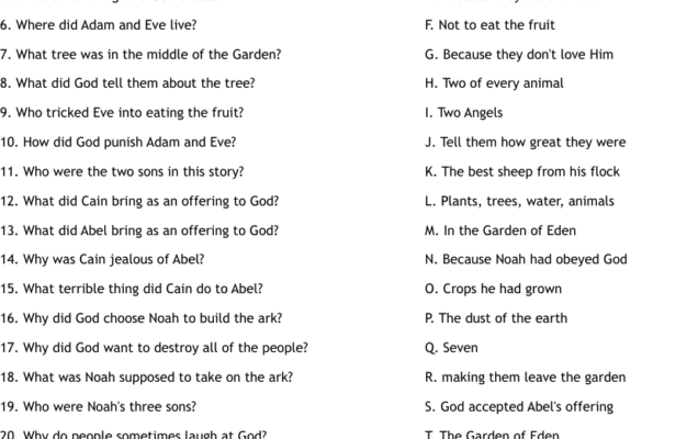 Genesis Worksheet WordMint