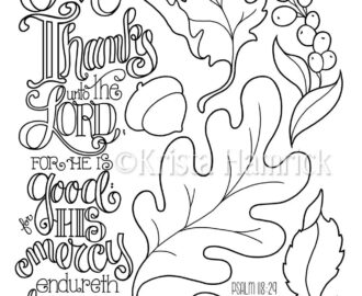 Give Thanks Autumn Leaves Coloring Page 8 5X11 Bible Journaling Tip in 6X8