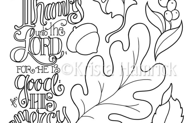 Give Thanks Autumn Leaves Coloring Page 8 5X11 Bible Journaling Tip in 6X8