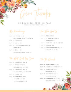 Give Thanks Bible Reading Plan Organic Christian Living