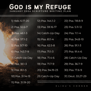 God Is My Refuge January 2024 Scripture Writing Plan Elihu s Corner