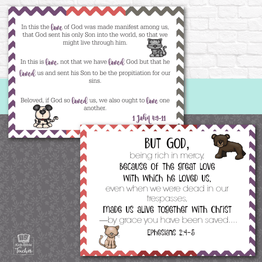 God s Love Bible Verse Cards Kids Bible Teacher