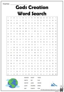 Gods Creation Word Search Monster Word Search