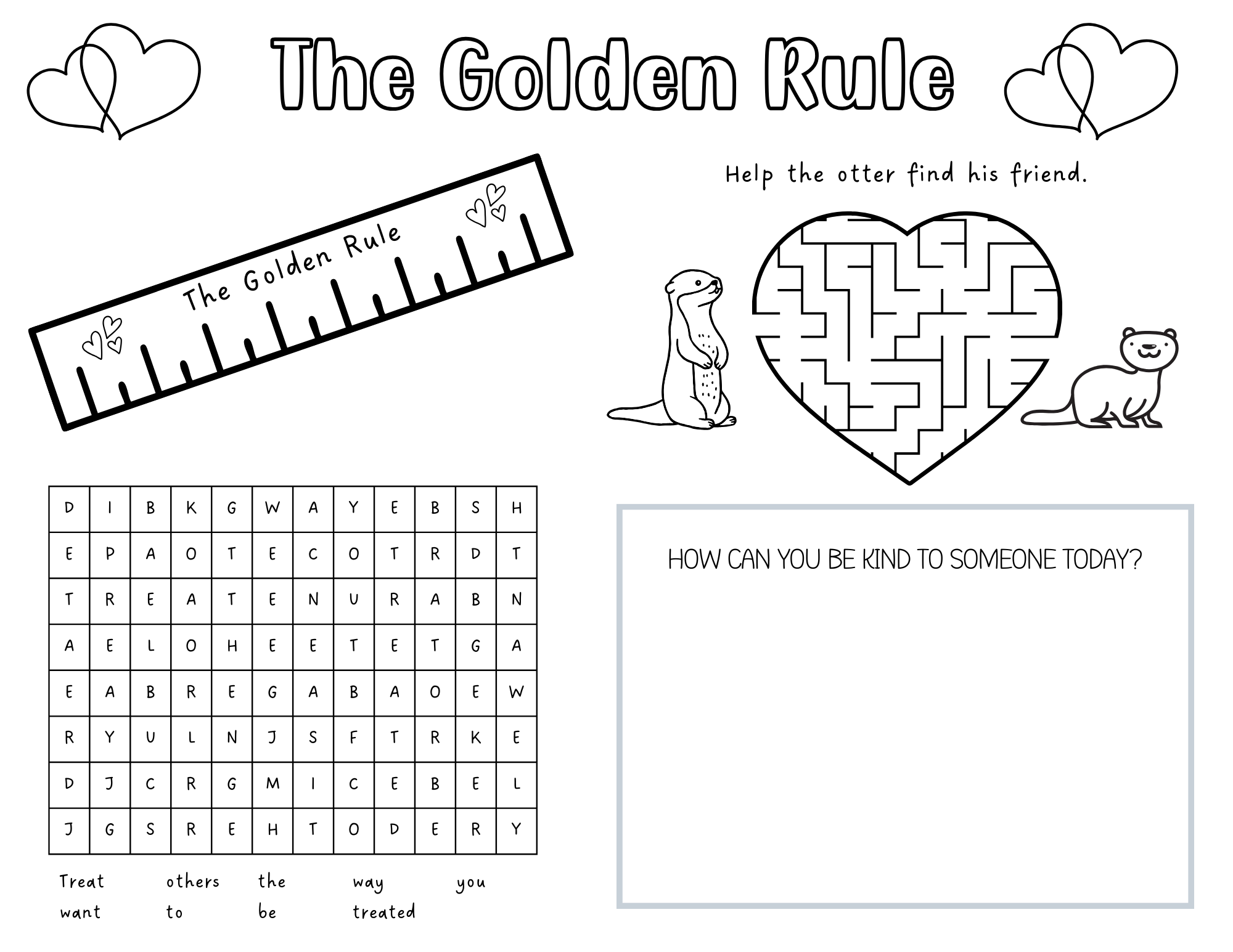 golden rule worksheet for kids out upon the waters