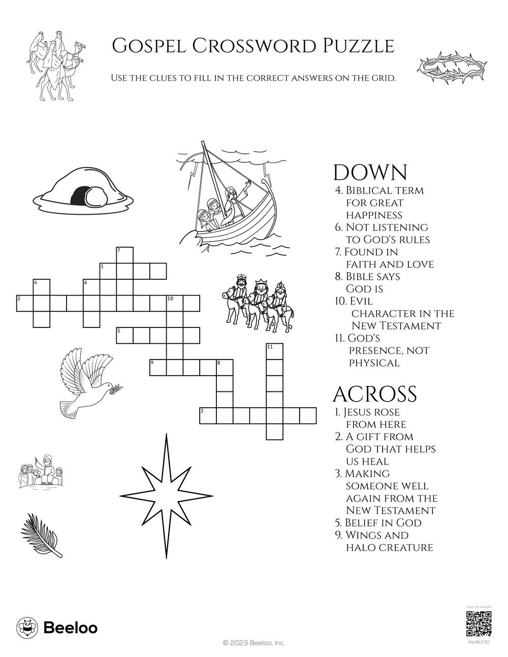 Gospel Crossword Puzzle Beeloo Printable Crafts And Activities For Kids