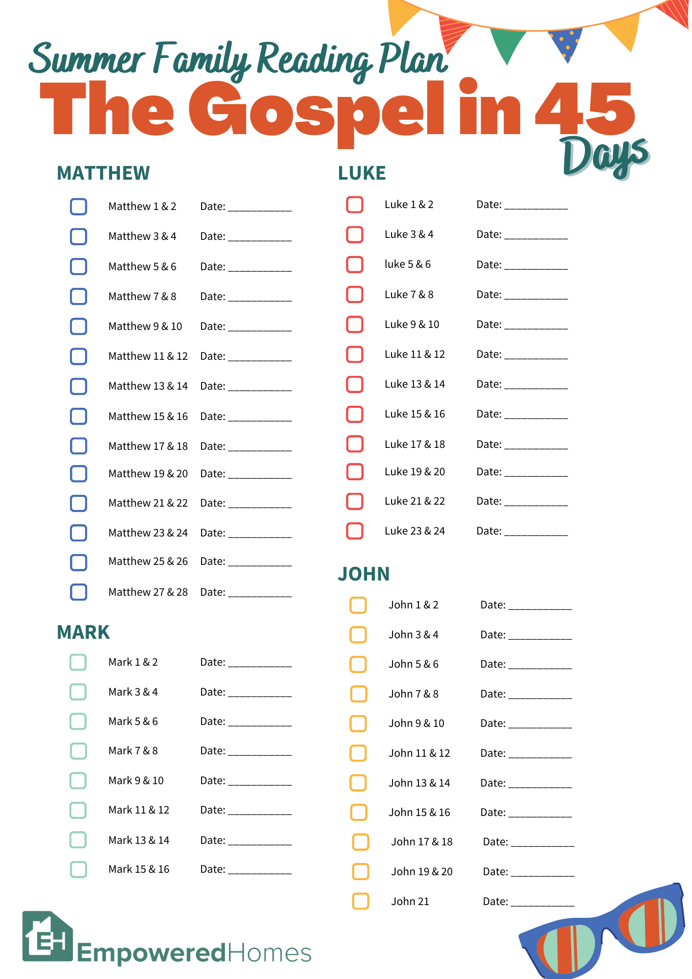 Gospels In 45 Days Summer Reading Plan Empowered Homes