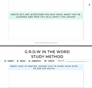 GROW In The Word Bible Study Printable Bible Study Notes Template Christian Printable Daily Devotion Faith Based Scripture Study Guide Etsy