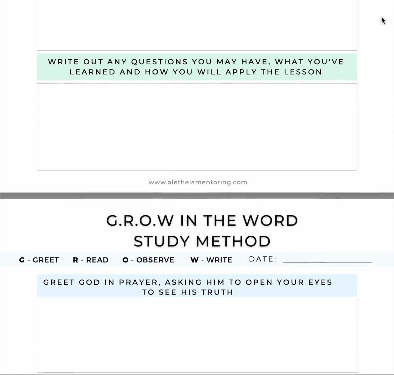 GROW In The Word Bible Study Printable Bible Study Notes Template Christian Printable Daily Devotion Faith Based Scripture Study Guide Etsy