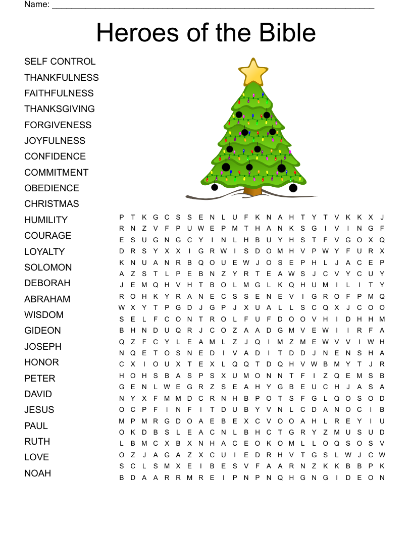 Heroes Of The Bible Word Search WordMint
