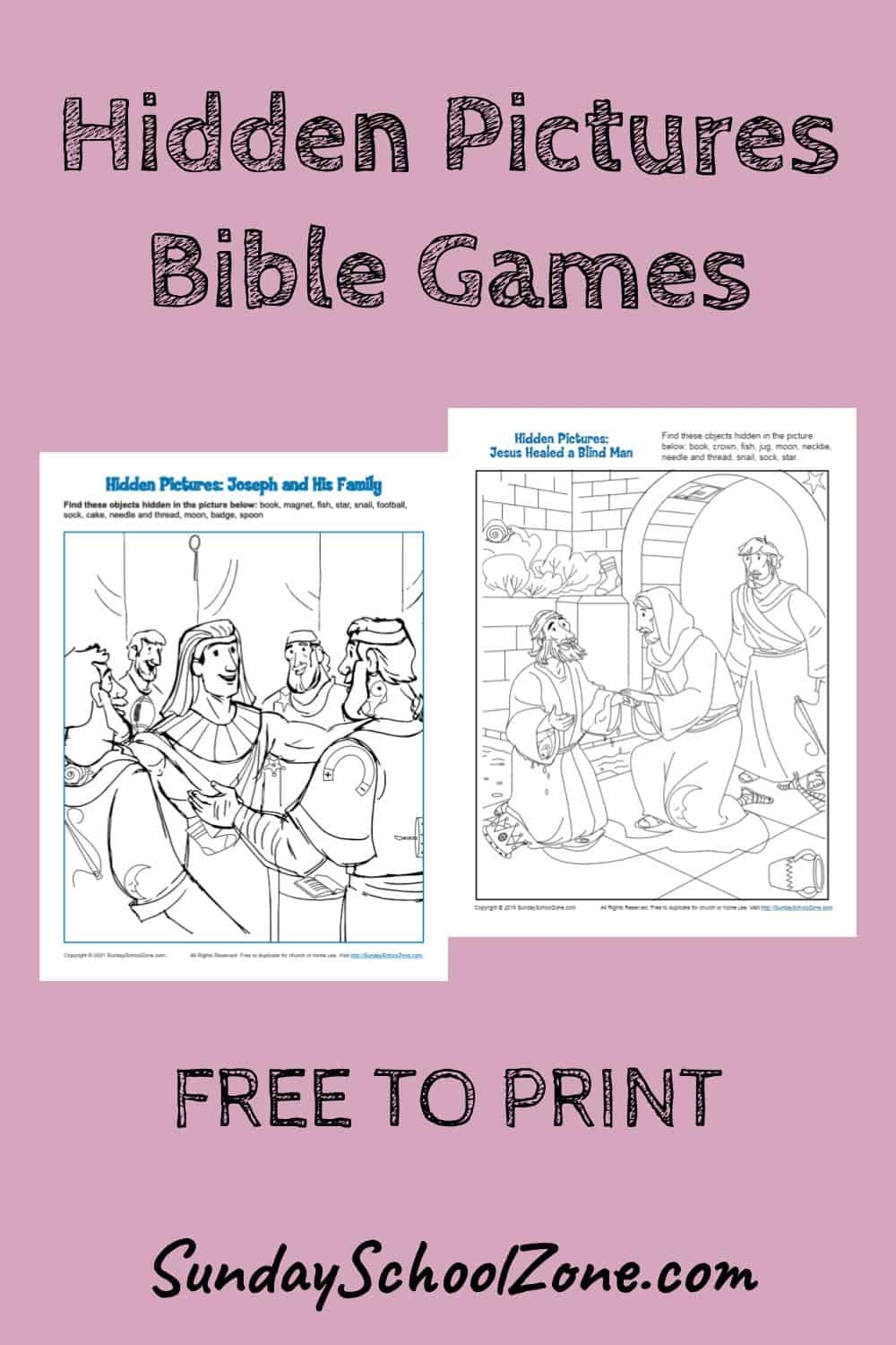 hidden picture bible activities for children on sunday school zone