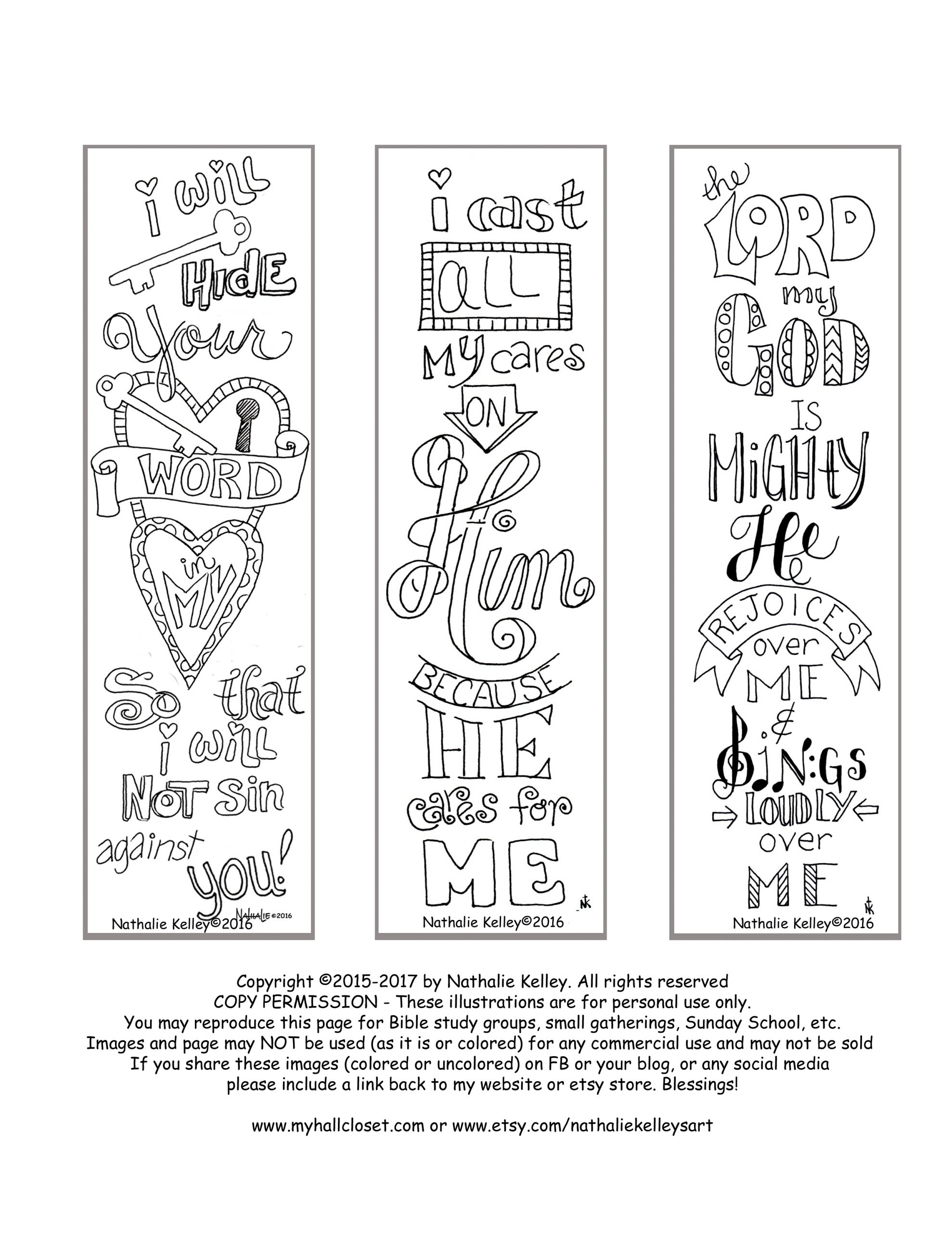 Hide His Word Cast Your Cares He Rejoices Over Me Bookmarks My Hall Closet