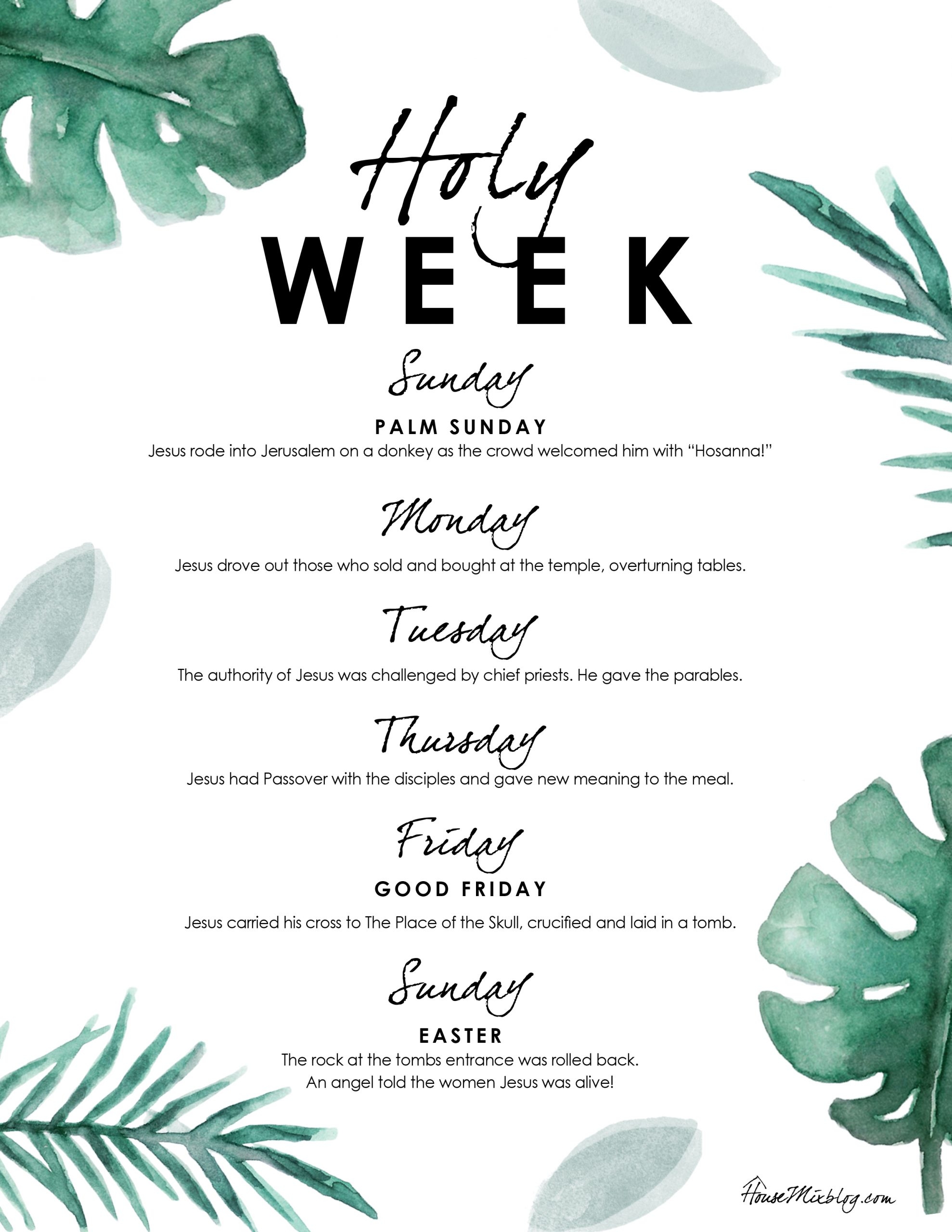 Holy Week Activities For Each Day Printable House Mix