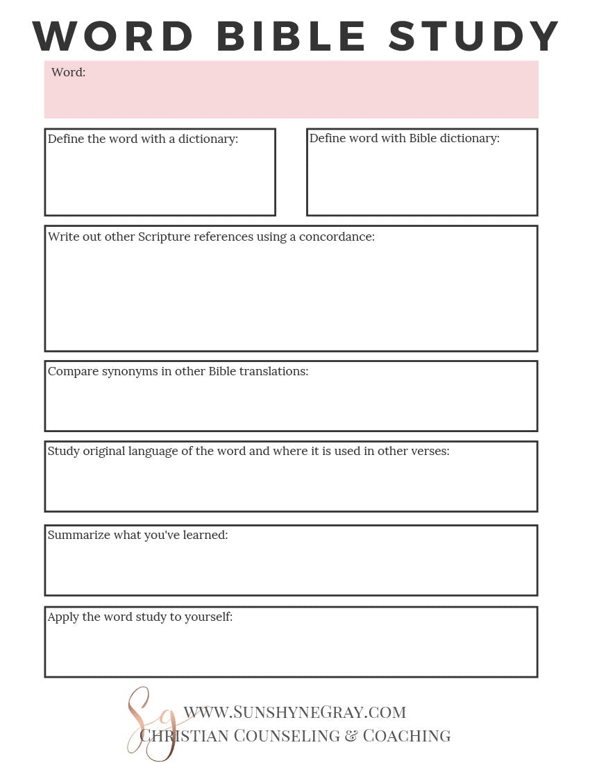 How To Do A Word Study In The Bible Christian Counseling Worksheets Library