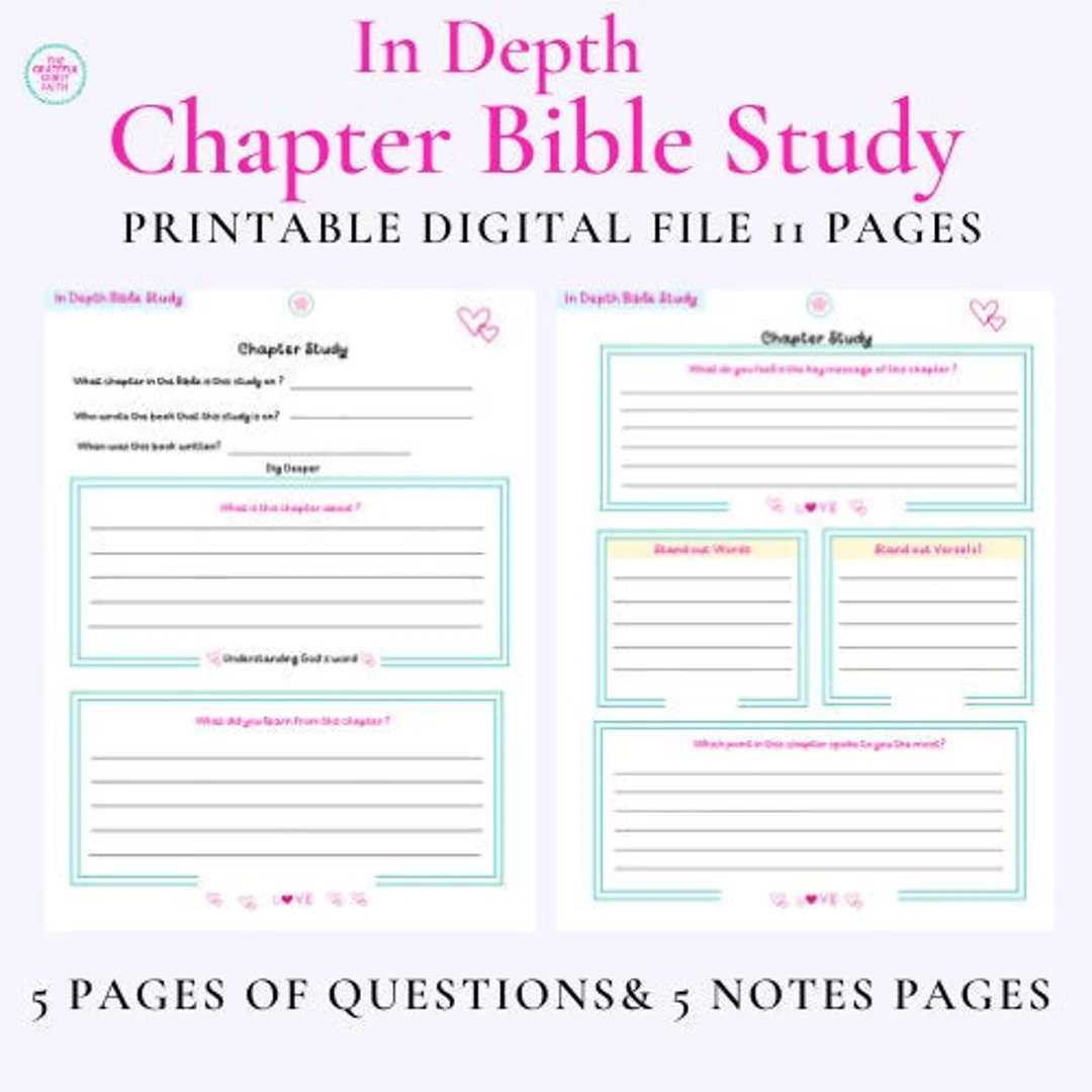 IN DEPTH BIBLE Study chapter Study bible Notes Journal printable Journal Etsy