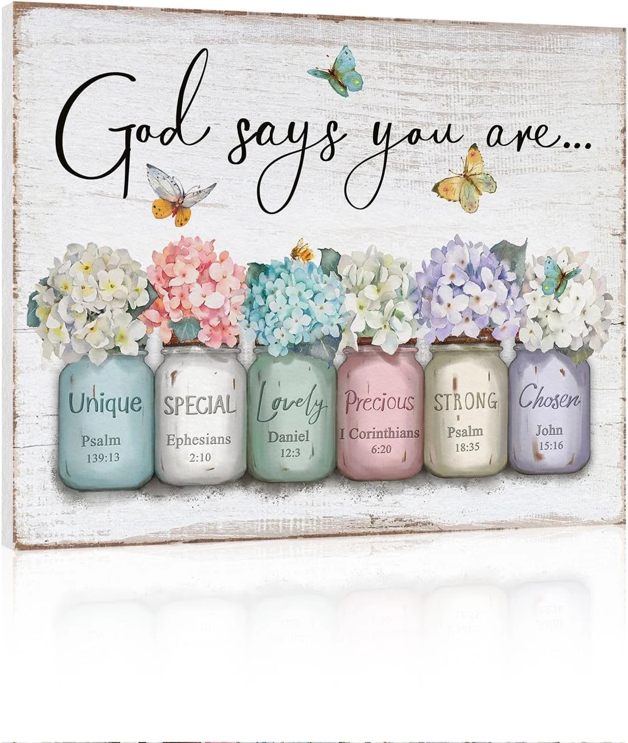 Inspirational Bible Verse Wall Art God Says You Are Wall Sayings Flowers In Mason Jar Picture Print Christian Gift Quotes Poster For Women Girl Bedroom Decor 12 X 15 Walmart