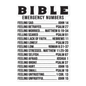 Inspirational Bubble free Stickers Bible Emergency Numbers Religious Stickers Gift For Christian Etsy