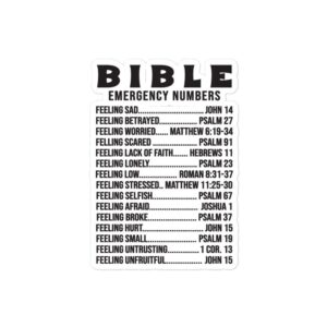 Inspirational Bubble free Stickers Bible Emergency Numbers Religious Stickers Gift For Christian Etsy