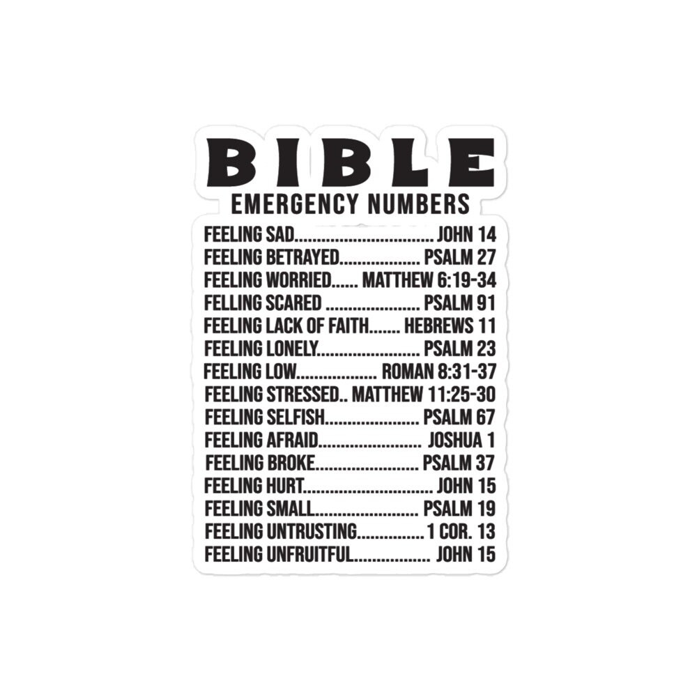 Inspirational Bubble free Stickers Bible Emergency Numbers Religious Stickers Gift For Christian Etsy