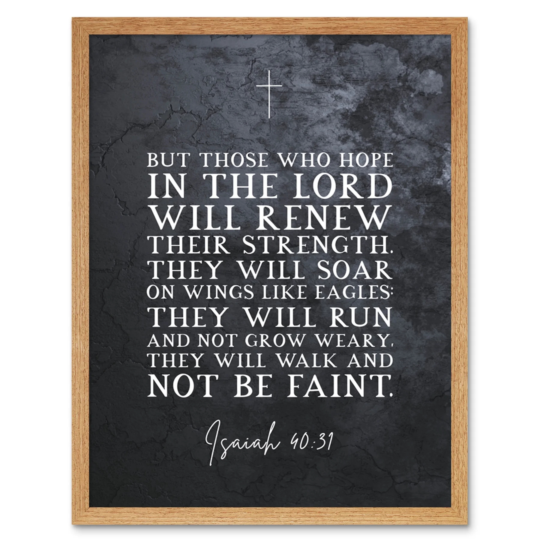 Isaiah 40 31 Those Who Hope In The Lord Will Renew Their Strength Christian Bible Verse Quote Scripture Typography Art Print Framed Poster Wall Decor 12x16 Inch Walmart