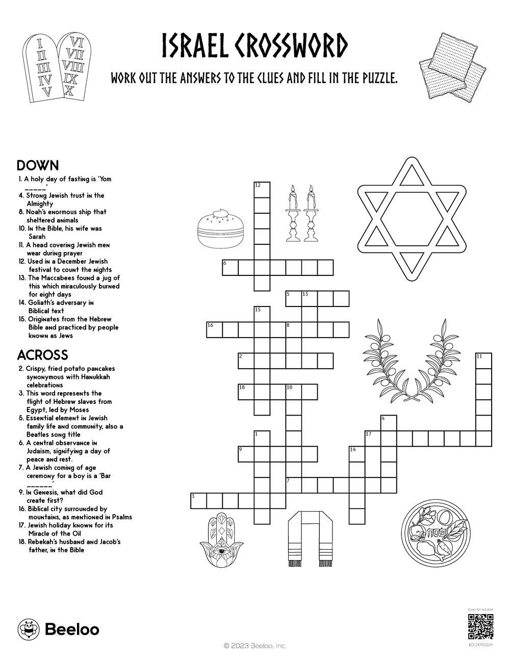 Israel Crossword Beeloo Printable Crafts And Activities For Kids