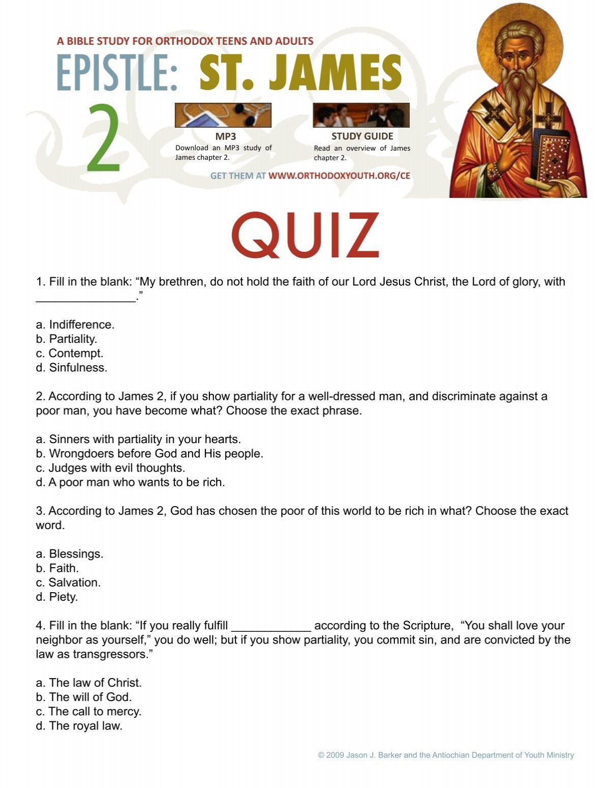 James 2 Quiz Orthodox Christian Bible Studies