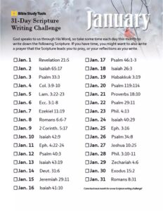 January s 31 Day Scripture Writing Challenge Bible Study Tips Bible Study Tools