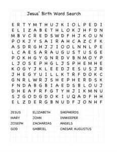 Jesus Birth Word Search Ministry To Children